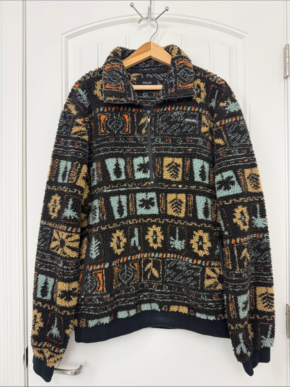 ROLLA'S Men’s Polar Fleece Zip Neck Size Medium Oversized